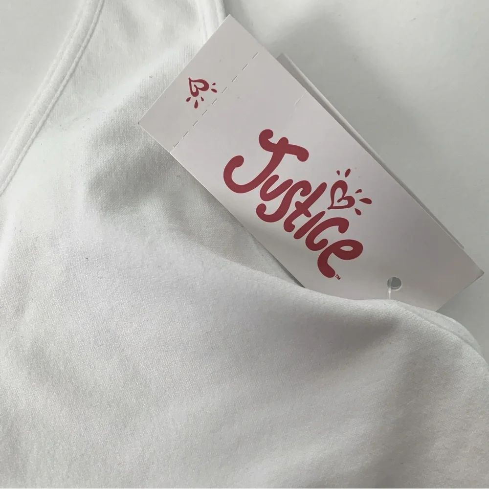 JUSTICE Girls White Sports Bra Size 34 NWT